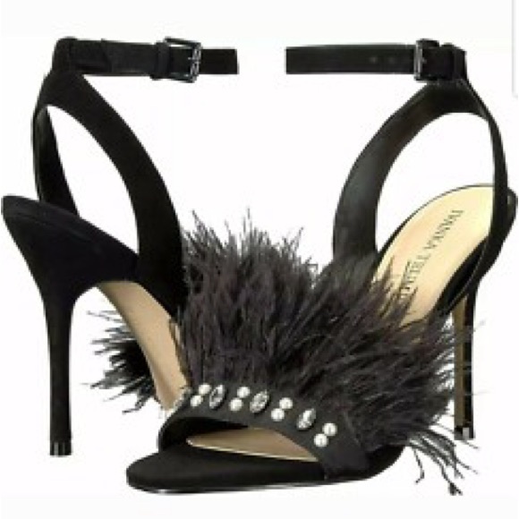 Ivanka Trump Shoes - Ivanka Trump Black Stiletto Heels with Feather Embellishments
